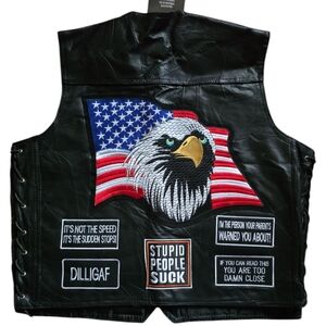 2xl leather biker vest new with tags